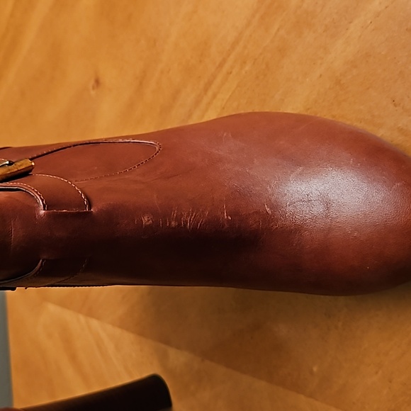 Designer Leather Booties! NWOT. Gorgeous Autumn caramel color. Size 7 1/2 - Picture 6 of 8